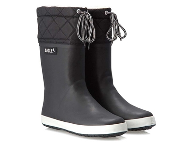 Aigle noir blanc winter rubber boot Giboulee II  