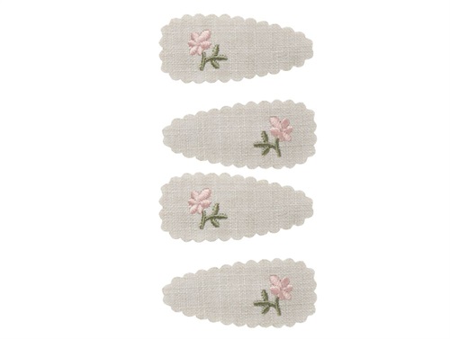 Lil Atelier shadow gray flower embroidery hair clips (4-pack)