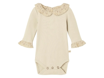 Lil Atelier turtledove frill collar bodysuit