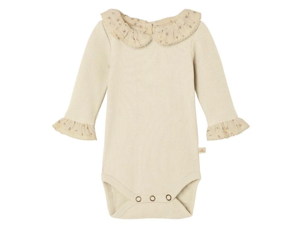 Lil Atelier turtledove frill collar bodysuit