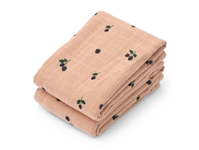 Liewood Lewis muslin cloths mini berry / pale tuscany with berry print
