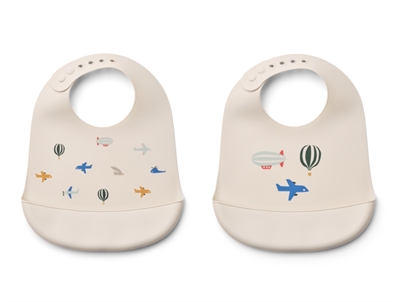 Liewood Tilda bib 2-pack dream ecru with catch pocket