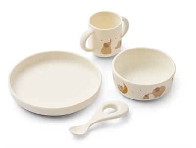 Liewood Vivi dining set elephant / creme de la creme with silicone design