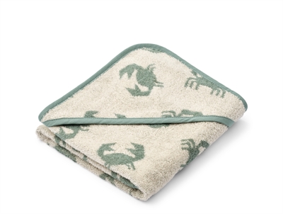 Liewood crab/sandy yarn-dyed hooded baby towel Alba