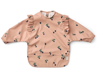Liewood Merle bib berry / pale tuscany with ruffles and long sleeves