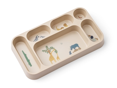 Liewood Mosu divided plate all together / sandy with six compartments