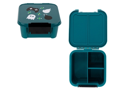 MontiiCo snack box green with gaming print and 2 compartments