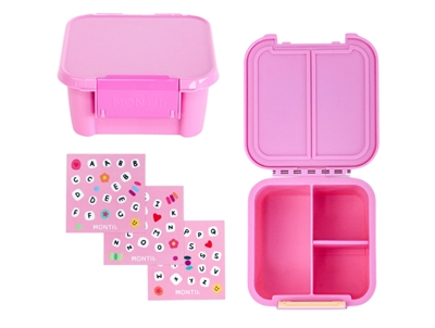 MontiiCo snack box floss with 2 compartments and sticker set
