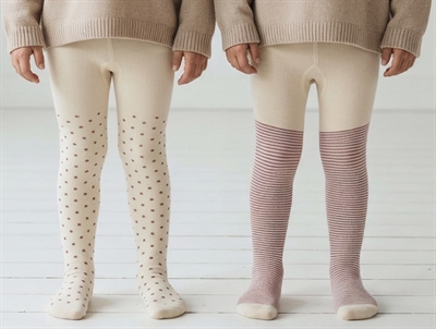 Minipop bamboo tights pale pink with pattern 2-pack