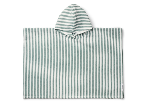 Liewood Paco stripe peppermint white hooded towel poncho