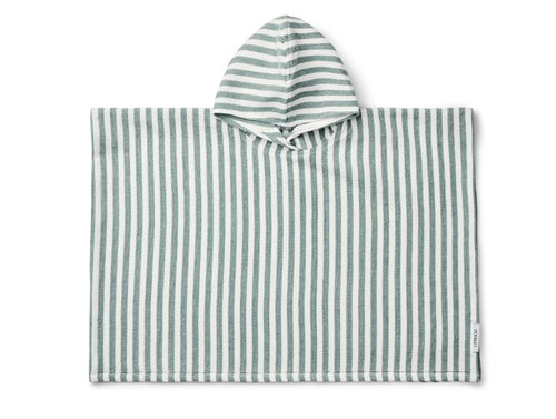 Liewood stripes peppermint/white junior poncho towel Paco