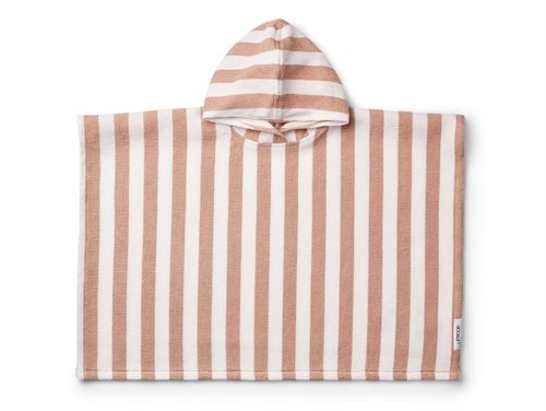 Liewood stripes white/tuscany rose junior poncho towel Paco