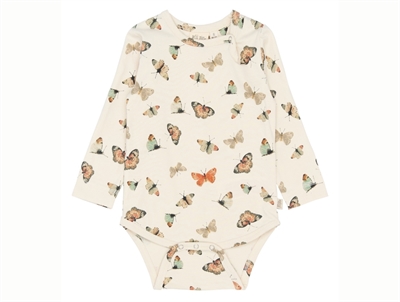 Petit Piao bodysuit eggnog with butterfly print