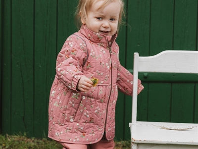 Petit Piao thermo jacket dusty rose with strawberry print