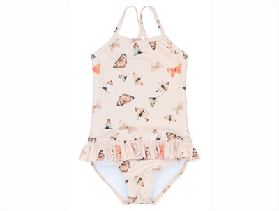 Petit Piao swimsuit fog with butterfly print and ruffles