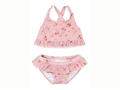 Petit Piao bikini misty rose with strawberry print and ruffles