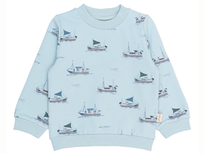Petit Piao sweatshirt celestial blue with boat print