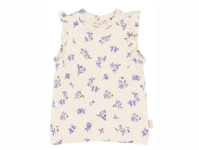 Petit Piao top eggnog with floral print and ruffles