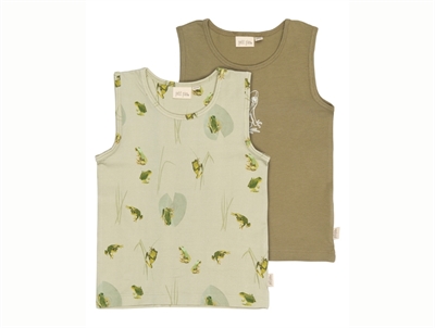Petit Piao undershirts tidal foam with frog print 2-pack