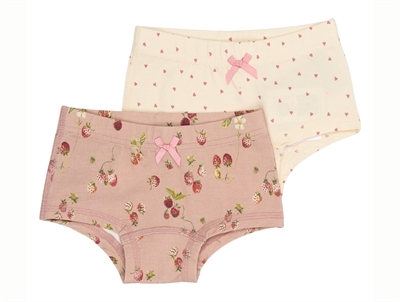 Petit Piao underwear misty rose with strawberry print 2-pack
