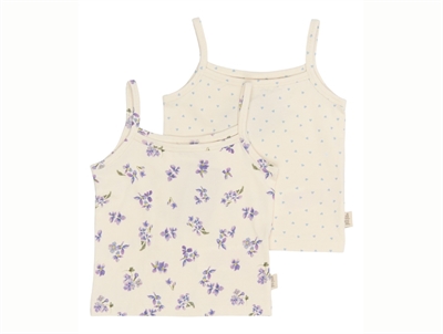 Petit Piao undershirts eggnog viola with floral print 2-pack