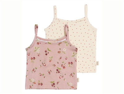 Petit Piao undershirts misty rose with strawberry print 2-pack