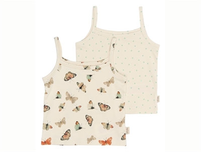 Petit Piao undershirts eggnog with butterfly print 2-pack