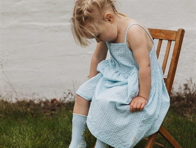 Petit Piao strappy dress frosty green with checks