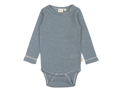 Petit Piao body ensign blue striped in merino wool