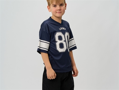 THE NEW Rocky oversized T-shirt navy blazer with sporty print