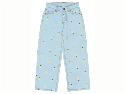 THE NEW jeans light blue denim with wide legs and lemon embroidery
