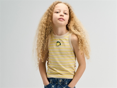 THE NEW tank top acacia striped with lemon embroidery