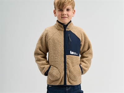 THE NEW teddy jacket beige with navy blazer contrast details