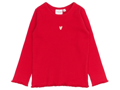 THE NEW siblings rib T-shirt red with heart print
