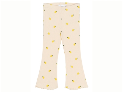 THE NEW Siblings flared rib pants gardenia with lemon print