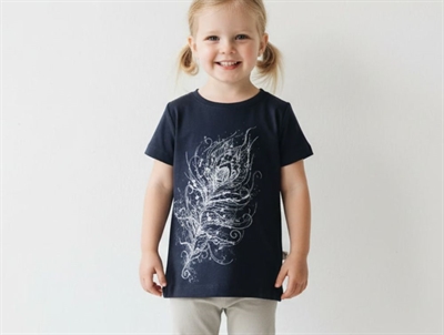 Wheat t-shirt Natascha midnight blue feather glitter