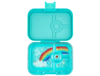 Yumbox misty aqua/rainbow tray 4-sections lunchbox Panino