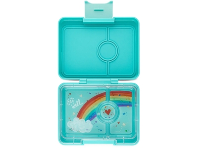 Yumbox misty aqua/rainbow tray 3-sections snack lunchbox Snack
